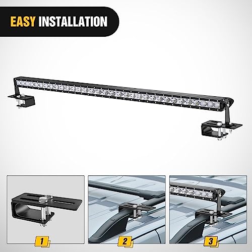 Image of Nilight LED Light Bar Mounting Bracket | Light Clip Bracket Non-Slip Design for Luggage Racks on SUVs, Off-Road Trucks and Other Vehicles Black