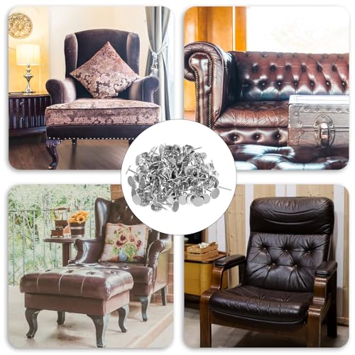 100 Stück Robuste Reißzwecken, Flache Stecknadeln, Legierung Reißzwecken Flacher Kopf Polsternägel Dekorative Nägel für Wand Hängende Fotos Heim Möbel Sofa Handwerk Büro DIY Dekor (Silber)