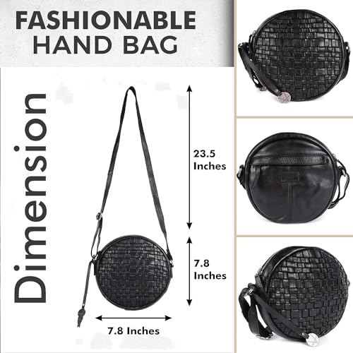 Genuine Leather Round Crossbody Bags For Women, Sling Bag For Women Crossbody Purse Trendy Casual4