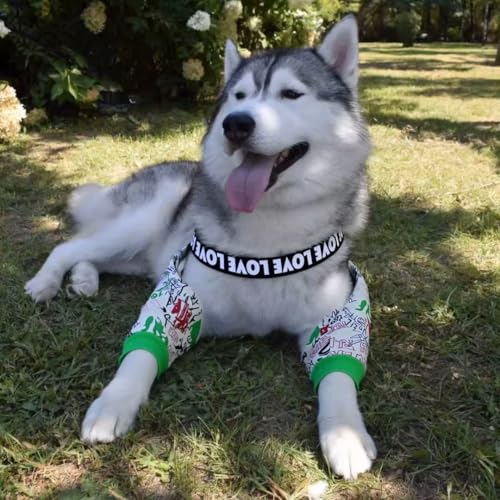 Image of Dog Elbow Pads Knee Protector Wraps Elbow Callus Treatment Sleeve for Wounds Front Legs Stop Licking Medium Large Dogs XL, Graffiti