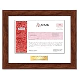 GiveAshare Airbnb Stock Certificate (ABNB) - Personalized Replica (Walnut Frame & Plaque)