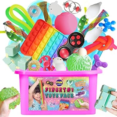 AMAZON - Fidget Box for Girls Boys, FunKidz Mystery Sensory Fidget Pack Toys for Stress Relief Kids Party Favors Gift Classroom Prizes Travel Camping with Portable Case