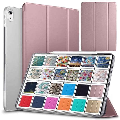 Image of DuraSafe Cases for iPad PRO 12.9 3 Gen 2018 [ iPad 12.9 Inch 3rd ] A1876 A2014 A1895 A1983 Trifold Hard Smart PC Translucent Back Cover - Rose Gold