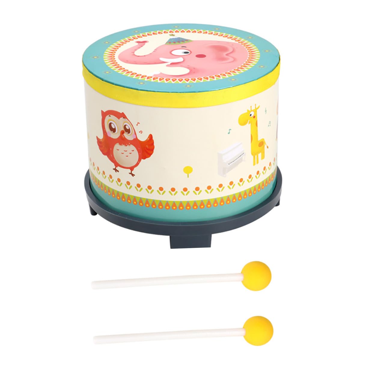 Juguete Musical Educativo de Madera, Tambo Infantil de Mano | Doble Cara, Pvc y Acabado sin Rebabas, Mejora Habilidades Cognitivas y Físicas, Cavidad Lisa