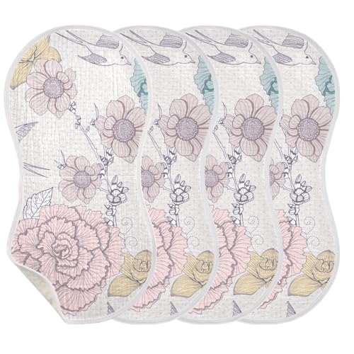 Bolaz Baby Burp Cloths 2 Pack,Feeding Cloths Face Towel Super Absorbent Soft Cotton Burping Rags Feeding Bibs for Newborn Boys Girls-Rose Flower