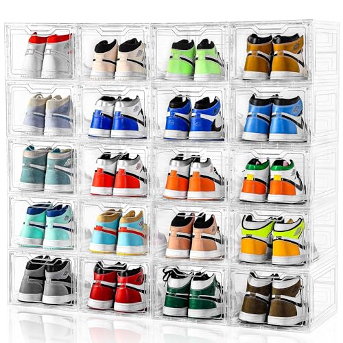 Image of 10 Pack Large Shoe Boxes Clear Plastic Stackable,Shoe Storage Organizer with Lids,Shoe Rack for Closet,Shoe Organizer and Shoe Containers for Sneaker Storage, Shoe Display Case Fit up to US Size 13