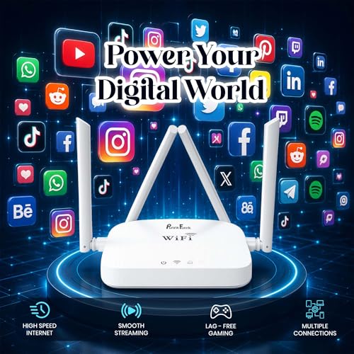 Image of PunnkFunnk WT-14 WiFi Router |Four high gain Antennas | 300M High Speed Wireless Router for Home & Office | IPv6 Compatible | Stable Internet Connection | Wide Coverage WiFi Router | Easy Setup