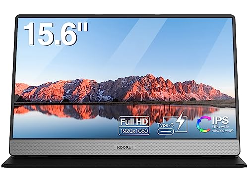 KOORUI Monitor Portatile 15,6 Pollici Schermo Portatile, 1080P FHD IPS con HDMI/Type-C sRGB 99% Monitor Esterno Portatile con Doppio Altoparlante Integrato per laptop/PC/Mac/PS/Xbox/Telefono 15B1