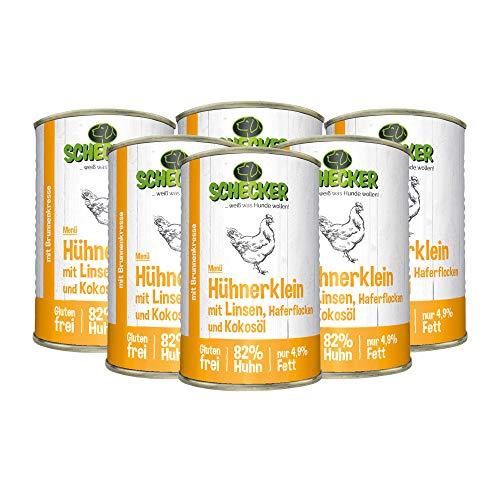 Produktbild von Schecker Hundemenü Hühnerklein mit Linsen und Kokosöl - 6 x 410 g