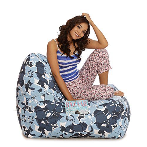 Image of Style Homez Hackey Cotton Canvas Floral Printed Bean Bag XXL Size Filled with Beans Fillers