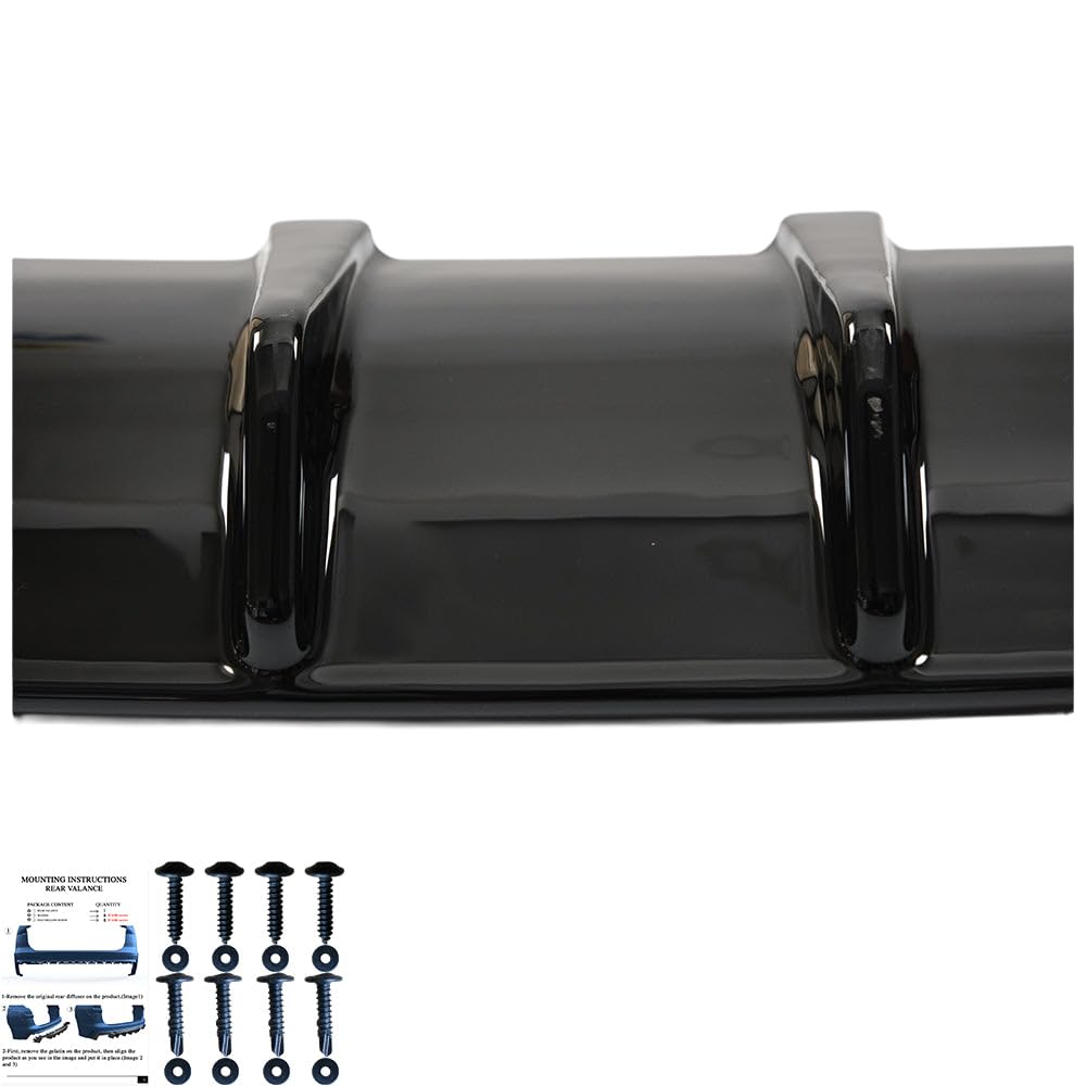 Oneway Jupe de pare-chocs arrière (Diffuseur) compatible avec Volkswagen Golf VI GTi/GTD 2008-2012 - Noir brillant