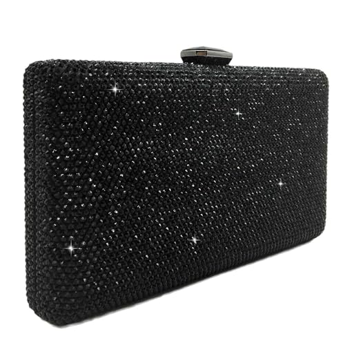Image of Boutique De FGG Crystal Evening Bags for Women Formal Party Box Clutch Wedding Rhinestone Handbags Bridal Clutch Purse,Mini