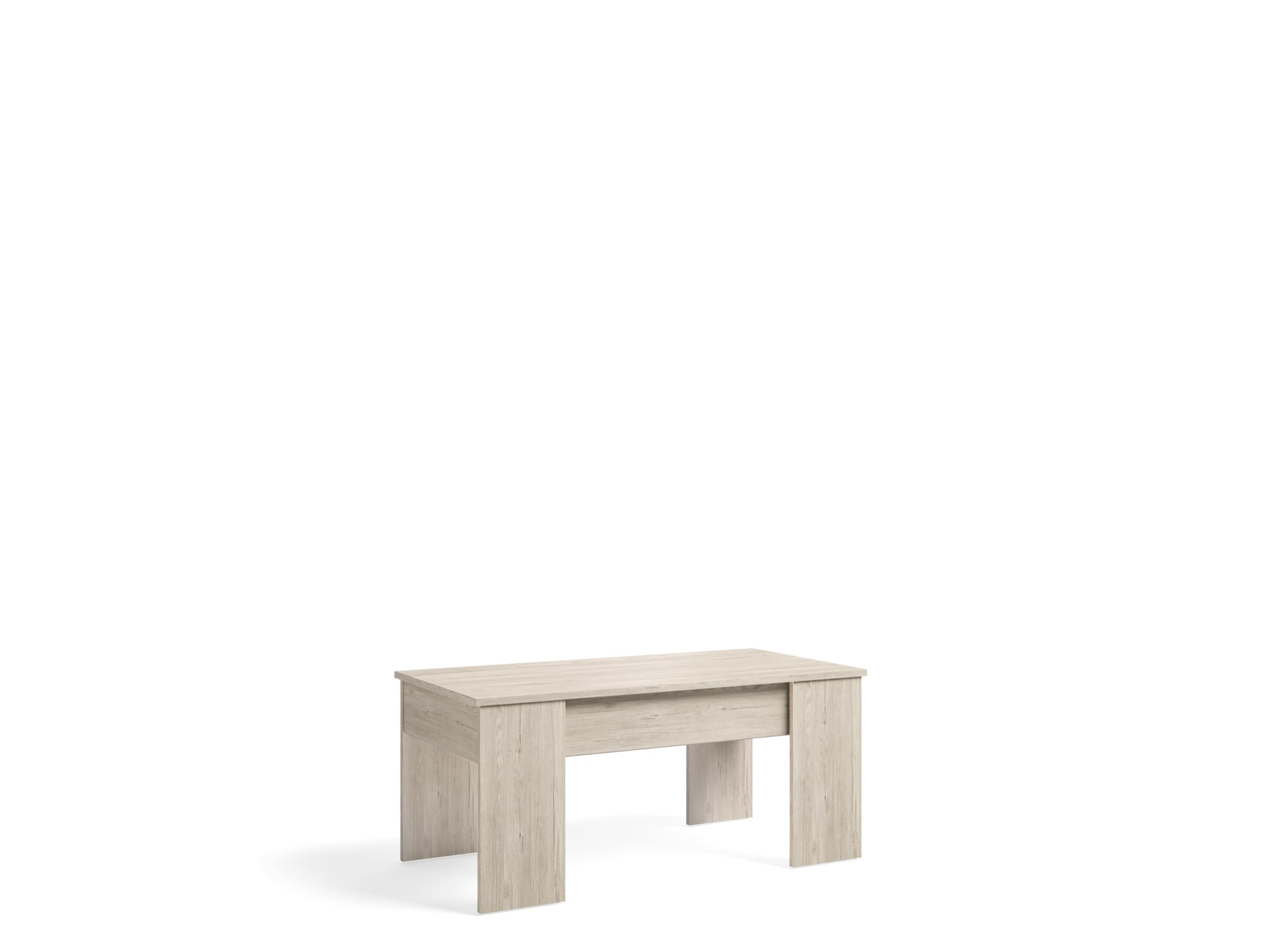 Table Basse relevable Bois Clair. 100 x 45 x 50 cm. Table de Salon avec Compartiment Moderne. Table Basse avec Plateau relevable