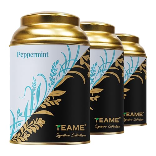 Image of TE-A-ME Peppermint Loose Tin 50 Grams | Pepermint Herbal Tea| Pack of 3 | Total 150 Grams