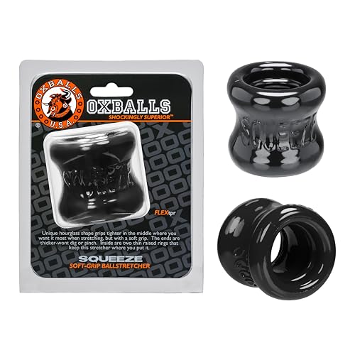 OXBALLS Squeeze Ball Stretcher Thick Blubbery FLEXtpr Ring that Turns Your Nuts into Heavy Slapping Low-Hangers Milk-Dripping Sack-Stretching Beast for All-Day Wear Black