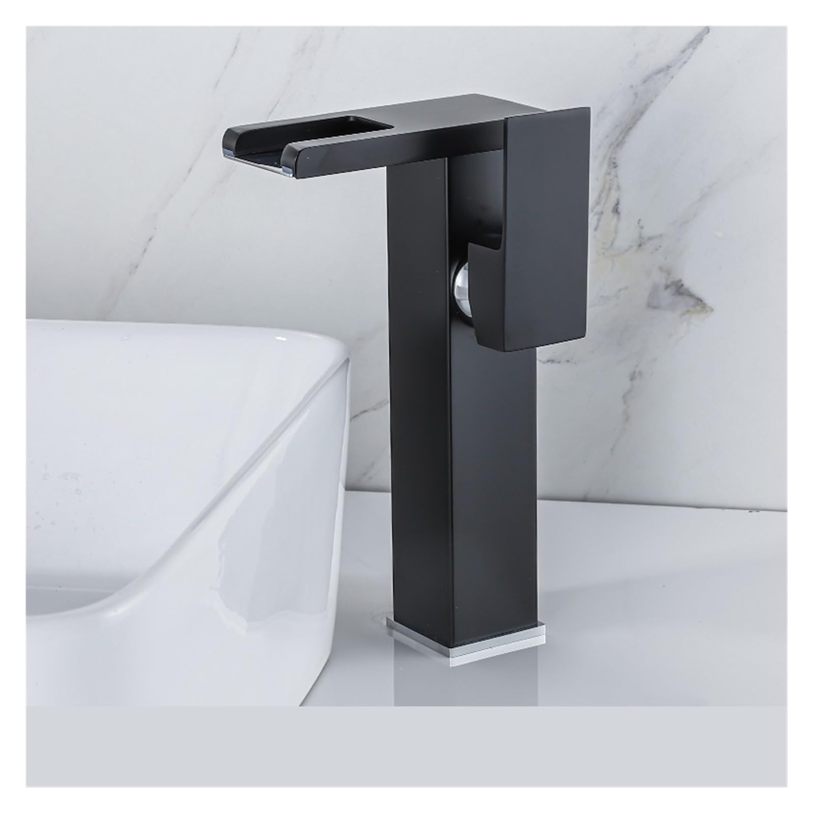 Robinet de cuisine LED cascade mitigeur en laiton noir mat pour évier moderne