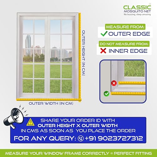 Image of Classic Mosquito Net for Windows Standard Size |Pre-Stitched (Size: 90X120cm / Color: Black |Premium 120GSM Fiberglass Mesh with Self-Adhesive Hook Tape, Quick, Long-Lasting Window net for Home