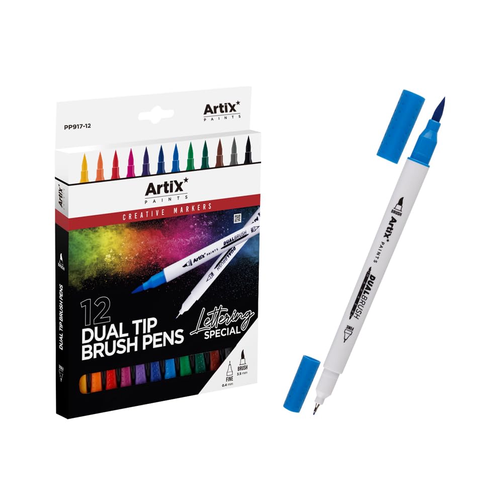 PAPELIVI Rotulador Artix Doble Punta Brush Pens Lettering 12 Colores surtidos