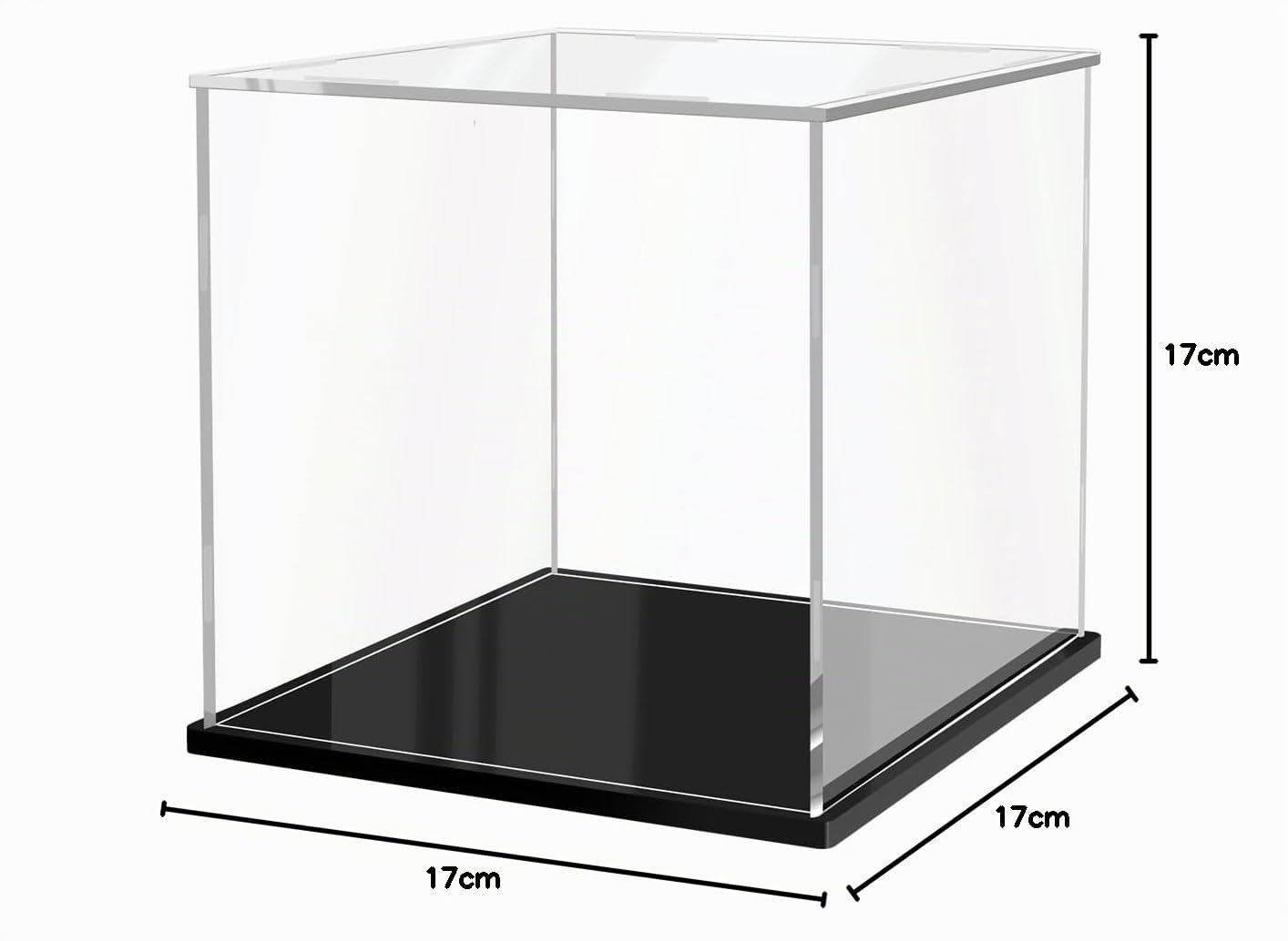 JUJOMAT Vitrine en acrylique transparente pour figurines d'action, jouets, objets de collection 17 x 17 x 17 cm