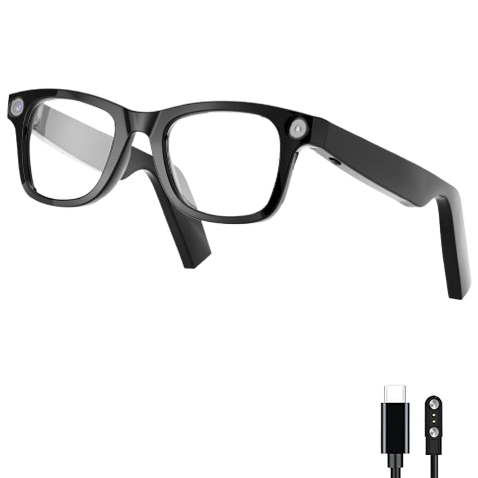 Generico Occhiali intelligenti con fotocamera, occhiali con fotocamera 4k per uomo/donna, occhiali intelligenti AI con registrazione audio e video e traduttore di lingue