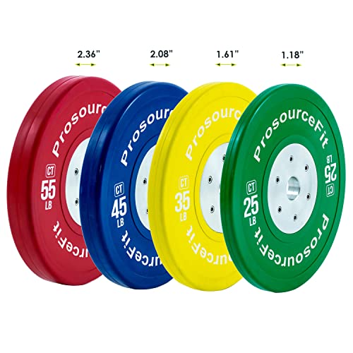 Image of ProsourceFit Competition Color Training Bumper Plates, Rubber with Steel Insert, Calibrated for Cross Conditioning, Power Lifting, Weight Training
