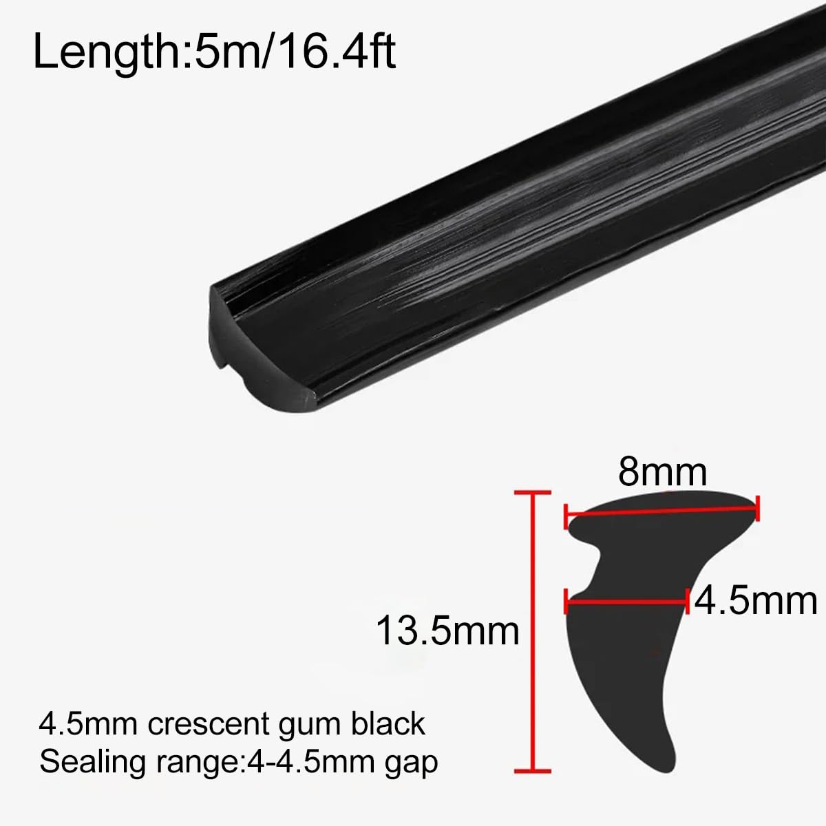 Bande insonorisante en PVC, 4.5 mm Joint d'étanchéité pour portes et fenêtres en alliage d'aluminium et PVC, Noir