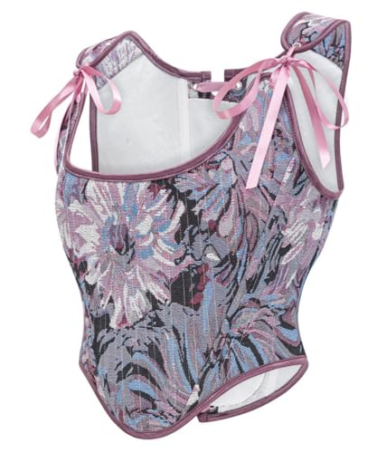 Image of CONCINEROS Women's Summer Vintage Floral Renaissance Corset Top for Women Y2k Tops Sleeveless Drawstring Crop Top
