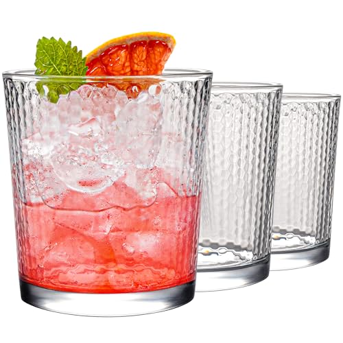 KONZEPT Trinkgläser Set 6-teilig - 365ml, Wassergläser, Strukturierte Gläser Ideal für Wasser, Saft, Milch, Dicke Wände, Stapelbar