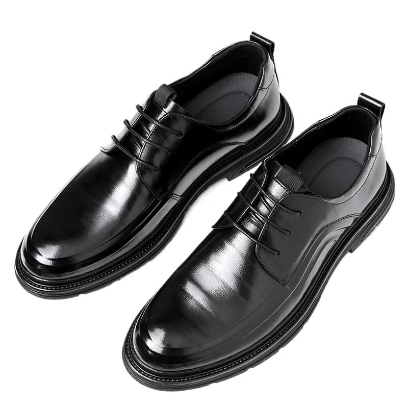 Men's Dress Shoes Comfortable Breathable Leather Upper Men's Lace-ups Rubber Soft Sole Shoes Stable Grippy and Elegant Shoes for Men