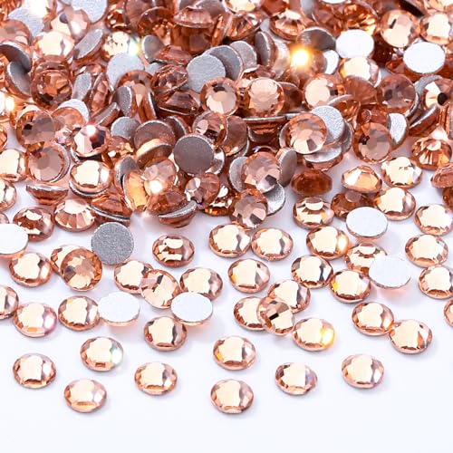 Image of Champagne Flatback Rhinestones, Glass Rhinestones for Nail Art and Craft, Glue Fix, Loose Crystal Gemstones(Champagne, SS4, 2880pcs, 1.5-1.7mm)