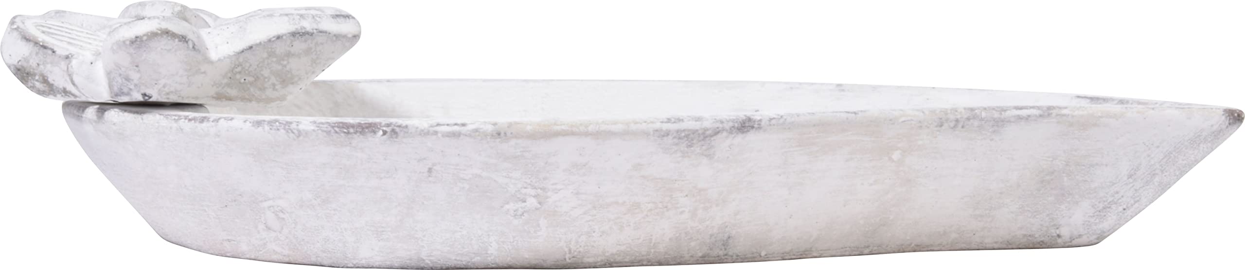 dobar® 12981e Foglia - Bebedero para pájaros con pájaros Decorativos (Cemento, 37 x 28 x 4,5 cm), Color Blanco