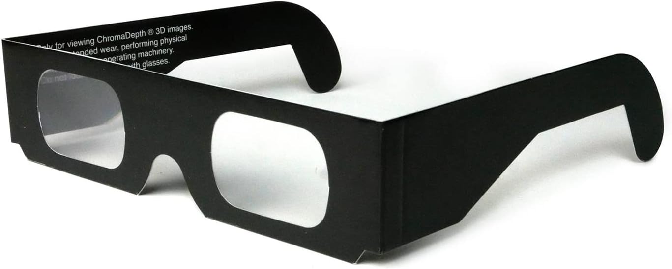 3D Solid Black Standard 3D Glasses - 3D Paper Glasses in Black Full-Frame Cardboard with High Definition Lenses - 3D Glasses for Movies, Video, TV, Images - 3D Glasses for Kids & Adults