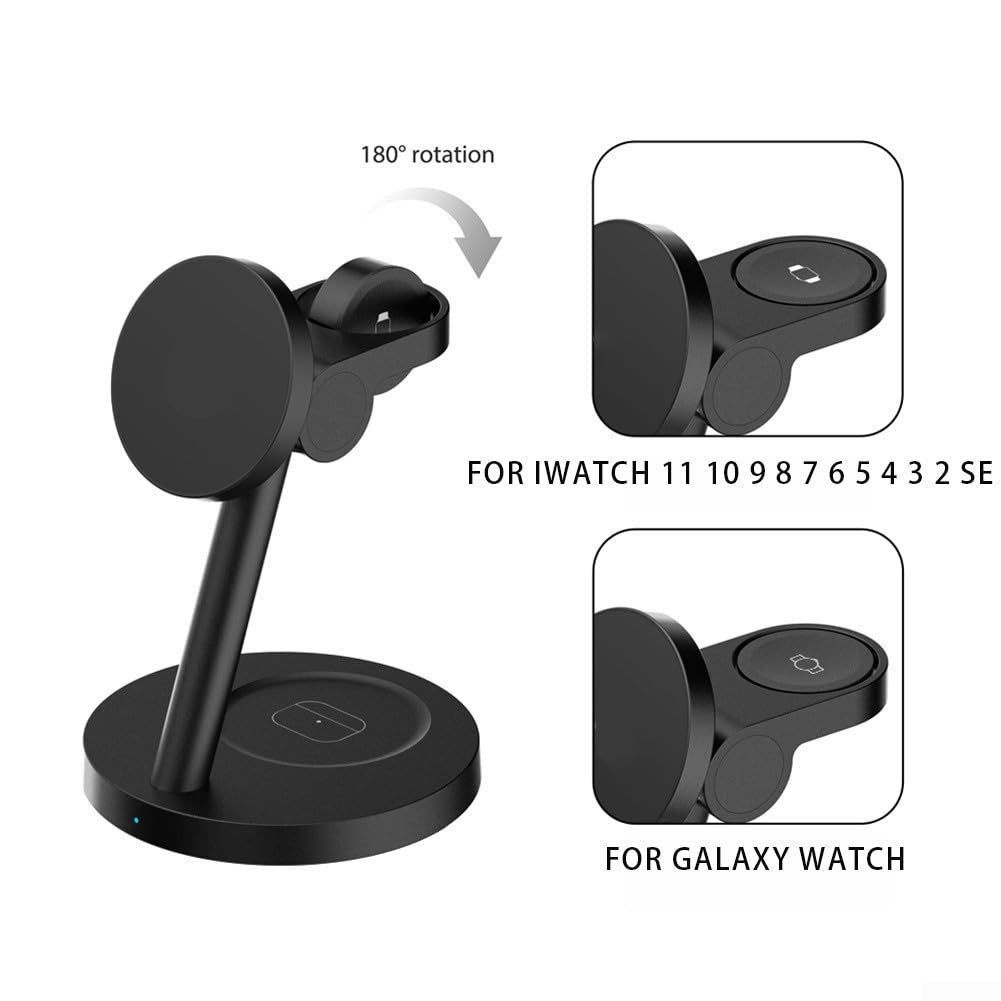 Caricabatterie wireless triplo da 25 W per Samsung Galaxy Series S26 S25 S24 S23 Fold Flip e compatibile con modelli Galaxy Watch (bianco)