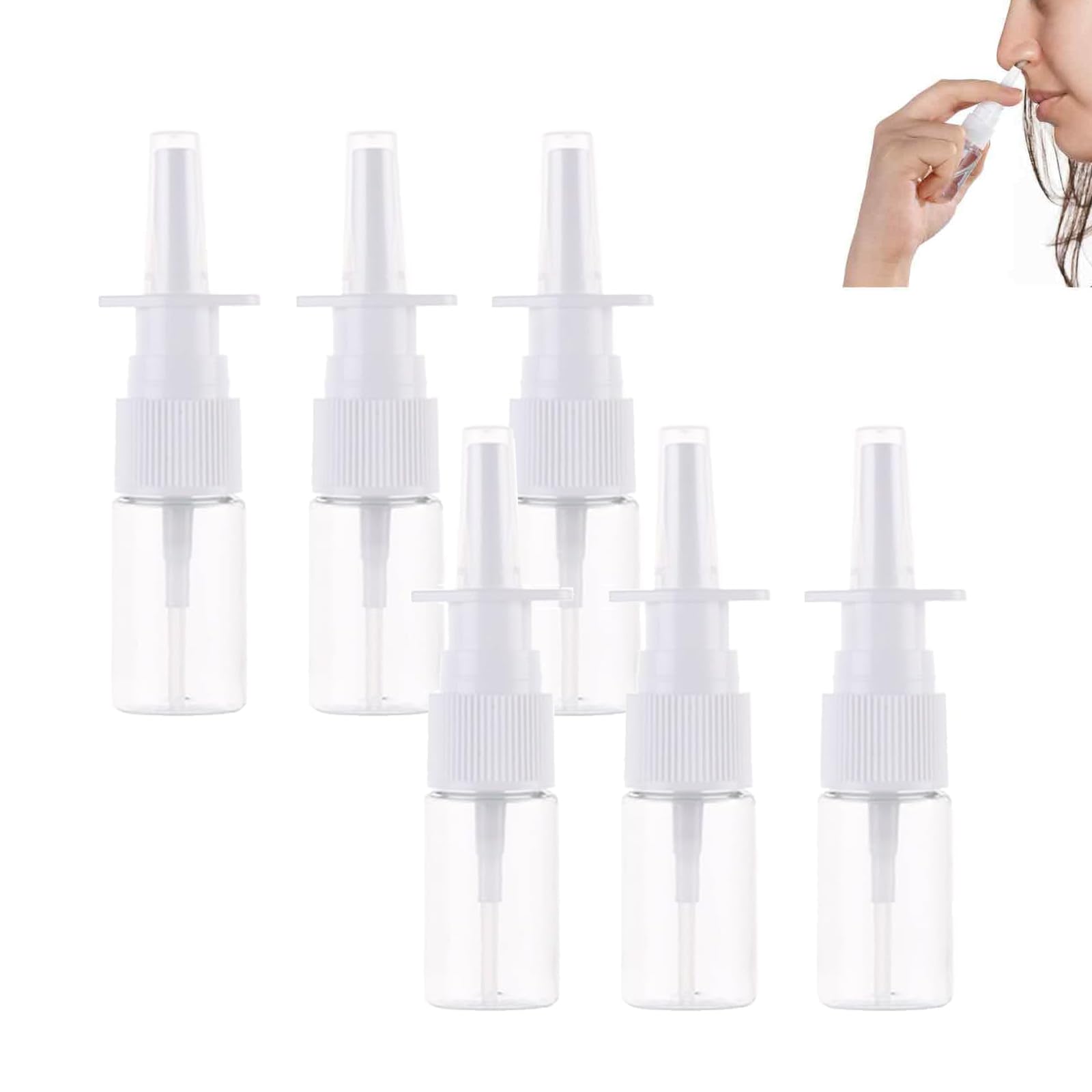 Lunpog Nasal Spray Bottle, Pcs Mist Spray Bottle Clear Empty Rhinitis Care Sprayer Direct Spray Container For Saline, 20Ml Size 6