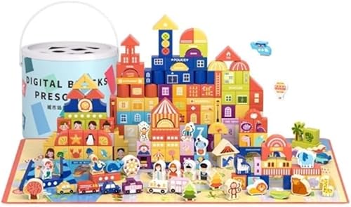 Nozuma100 個入り 子供用木製積み木|組み立て式ベビーパズル 知能発達玩具 1-3-6 歳早期教育用 女の子・男の子兼用