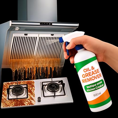 Dustex 500Ml Kitchen Cleaner Spray Oil & Grease Stain Remover For Gas Stove, Chimney BBQ Exhaust Fan Non-Flammable Nontoxic Magic Degreaser Liquid Spray for Grill & Home glow all surface cleaner