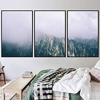 3 Piece Framed Canvas Wall Art Foggy Mountains Canvas Prints Home Artwork Decoration for Living Room,Bedroom - 16