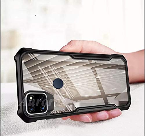 Image of A rtistque Clear Back Cover Case for Realme C15 Hybrid Transparent Shockproof Armor - Black
