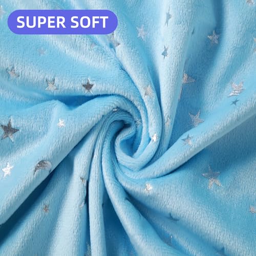 Image of Baby Nursery Bed Blankets Ultra Soft Double Layer Mini Blanket Minky Blanket Receiving Blankets Shower Gifts(Bluestar,30 * 47in)