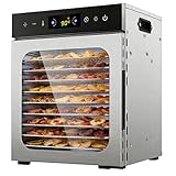 SEDAMORALLY Dörrautomat Edelstahl 10/12 Tabletts, 30–90 ℃ Temperatureinstellung, Timerfunktion...