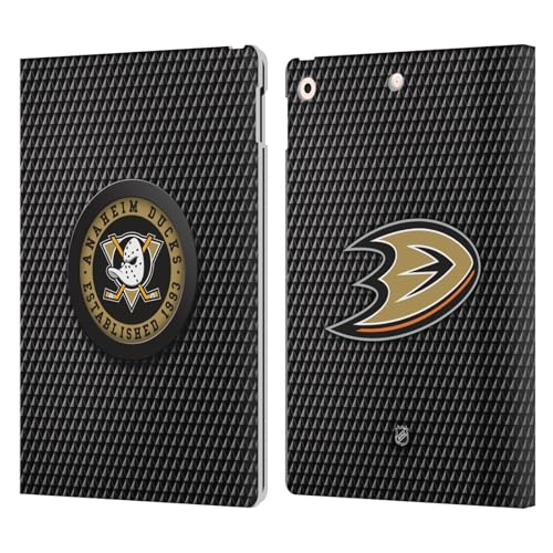 Coque cuir iPad 10.2 texture de rondelle NHL Anaheim Ducks luxe