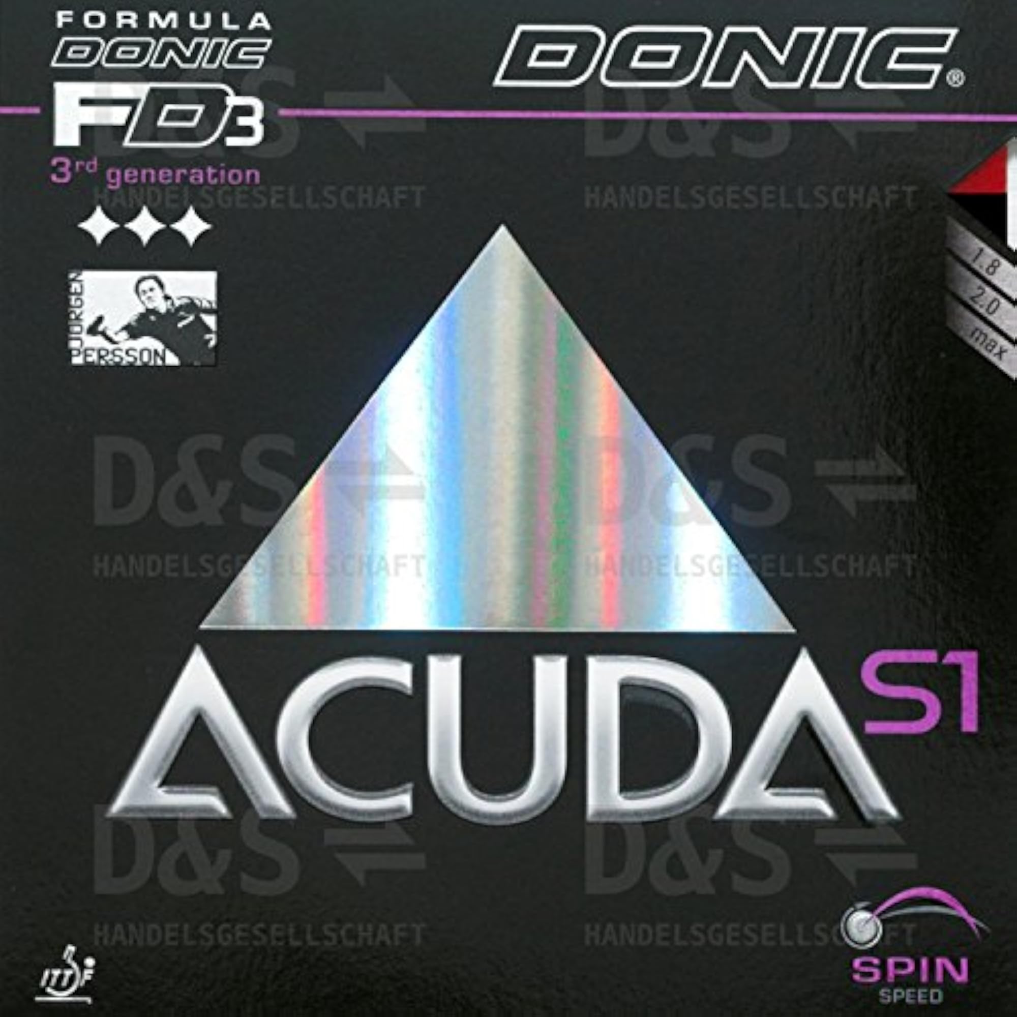 Acuda S1 Table Tennis Rubber, Black