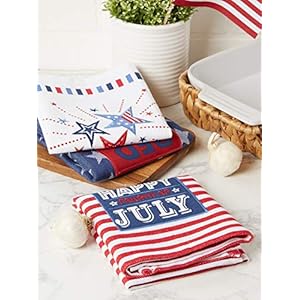 DII Patriotic Dish Towel Set 18x28, Decorative Kitchen Towels, Red White & Boom, 3 Count DII Patriotic Dish Towel Set 18×28 Decorative Kitchen Towels Red White Boom 3 Count