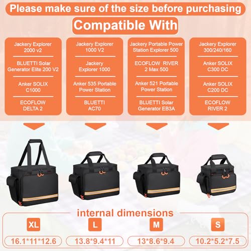 Portable Station Bag Compatible with Jackery Portable Power Station Explorer 500, With Plenty of Room for Accessories, Waterproof and Non-slip Bottom, and Abrasion-resistant Nylon Fabric