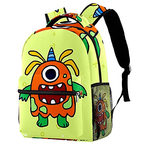Sac à dos de voyage ergonomique jaune avec porte-bouteille intégré style monstre