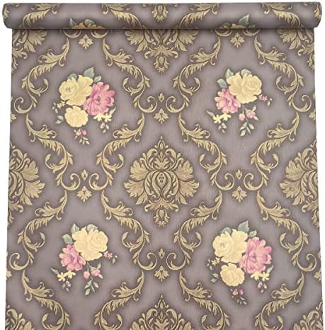 Self Adhesive Vintage Gold Floral Wallpaper Drawer Shelf Liner Vinyl - View #2