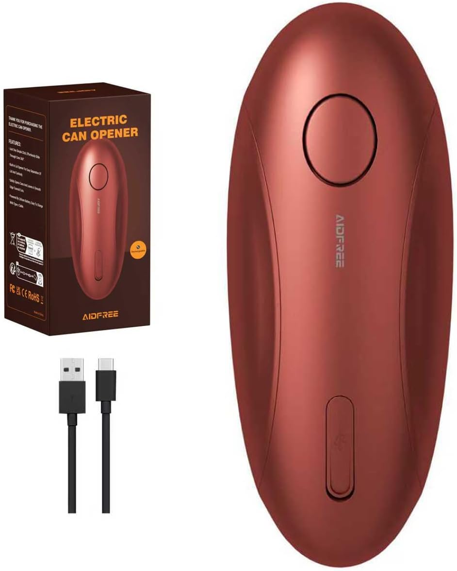 Automatic Electric Can Opener for Seniors for Kitchen:Anyone can Hands Free,One Touch Opener,Durable Blades,Rechargeable, Smooth Edge, Lightweight Small Size, Blue