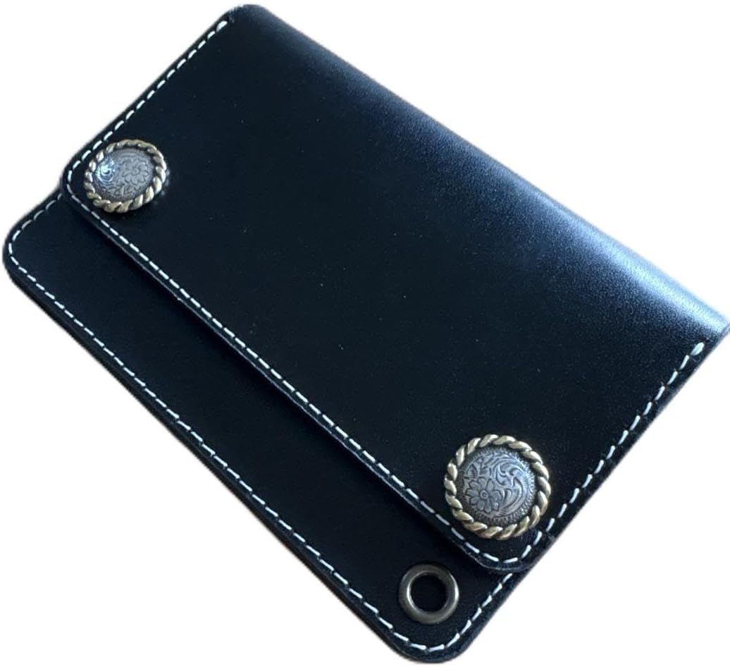 栃木レザー トラッカーウォレット 茶芯ブラック 3層 栃木レザー ミドル