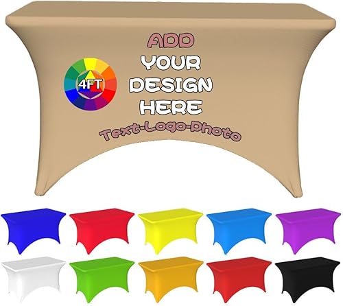 Miniatura 27 de Mantel personalizado con logotipo, texto/foto, mantel de elastano personalizado, rectangular, ajustable, para eventos, elástico, protector de mesa