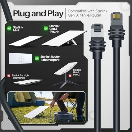 Câble Ethernet StarLink V3 TNP blindé et durable de 15,2 m pour extérieur - 7